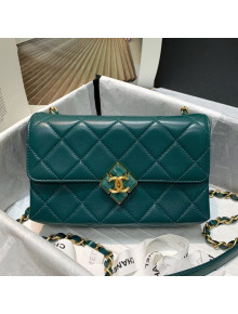 Chanel Quilted Lambskin Small Flap Bag with Plexi & Gold-Tone Metal AS2634 Green 2021