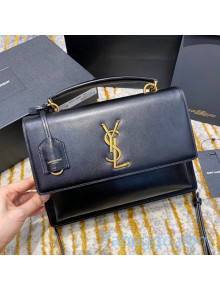 Saint Laurent Medium Sunset Top Handle Bag in Smooth Leather 634723 Black 2020