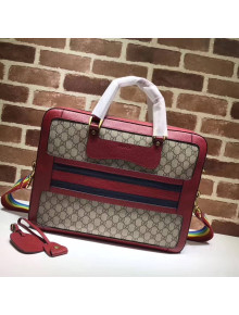 Gucci GG Supreme Briefcase with Web 484663 Red Fall/Winter 2017