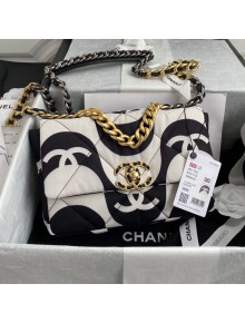 Chanel 19 CC Printed Fabric Small Flap Bag AS1160 Black/White 2021