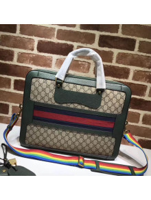 Gucci GG Supreme Briefcase with Web 484663 Green Fall/Winter 2017