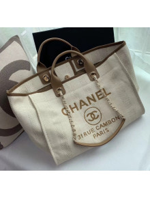 Chanel Mixed Fibers And Calfskin Shopping Bag A66941 Beige 2020