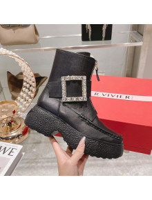 Roger Vivier Calfskin Platform Ankle Boots Black/Crystal 2021 111868
