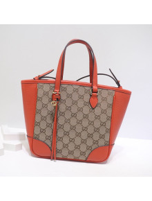 Gucci GG Canvas and Leather Tote Bag 449241 Orange 2021
