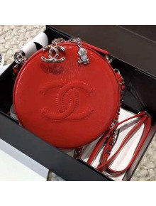 Chanel Patent Leather Round As Earth Evening Bag A91946 Red 2018