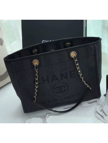 Chanel Mixed Fibers And Calfskin Small Shopping Bag Black 2020