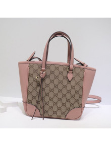 Gucci GG Canvas and Leather Tote Bag 449241 Pink 2021