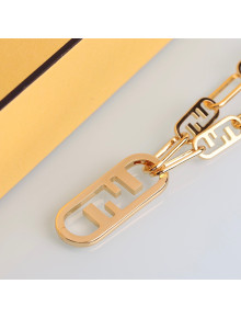 Fendi O'Lock FF Logo Long Necklace Gold 2021 87