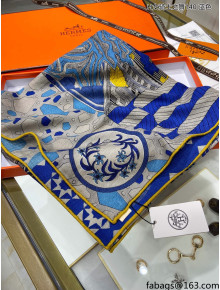 Hermes La Danse des Amazones shawl 140 Cashmere and Silk Scarf Blue/Grey 2021