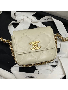 Chanel Calfskin Small Flap Coin Purse with Chain AS2376 White 2021