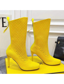 Fendi Reflections Woven Lace Ankle Boots Yellow 2021