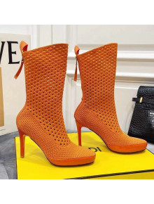 Fendi Reflections Woven Lace Ankle Boots Orange 2021