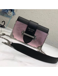 Prada Metallic Calf Leather Shoulder Bag 1BH018 Pink/Black 2018