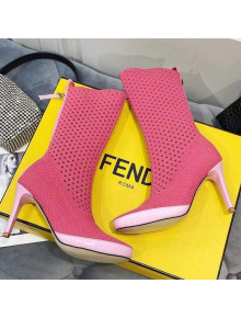 Fendi Reflections Woven Lace Ankle Boots Pink 2021