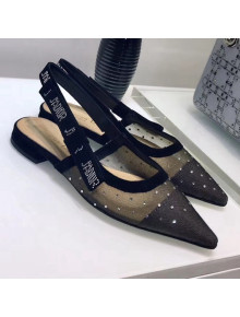 Dior "J'Adior" Ballet Shoe in Dotted Swiss with Rhinestones Black 2018
