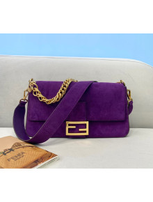 Fendi Large Baguette Suede Shoulder Bag Purple 2021 308L