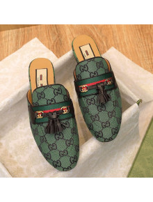 Gucci GG Multicolor Canvas Slipper with Tassels Green 2021