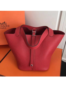 Hermes Togo Calfskin Leather Picotin Lock PM/MM Bag Red