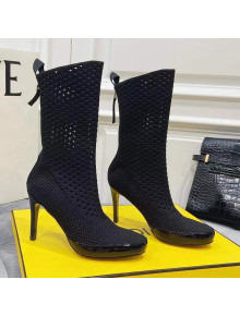 Fendi Reflections Woven Lace Ankle Boots Black 2021