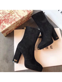 Dior D-Rise Suede Zipped High-Heel Ankle Short Boot Black 2019
