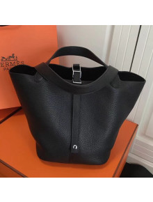 Hermes Togo Calfskin Leather Picotin Lock PM/MM Bag Black