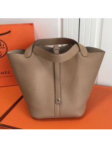 Hermes Togo Calfskin Leather Picotin Lock PM/MM Bag Khaki