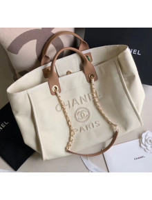 Chanel Mixed Fibers And Imitation Pearls Shopping Bag A66941 Off-White 2020
