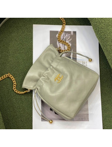 Chanel Lambskin Drawstring Bucket Bag AS2985 Green 2021 