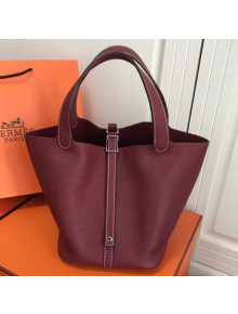 Hermes Togo Calfskin Leather Picotin Lock PM/MM Bag Burgundy