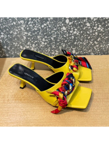 Versace Lambskin Heel Slide Sandals 5.5cm Yellow 2021 32
