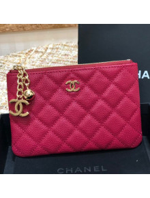 Chanel Grained Calfskin Mini Pouch with Charm A70119 Red CP07 2021 