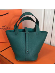 Hermes Togo Calfskin Leather Picotin Lock PM/MM Bag Malachite Green