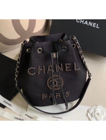 Chanel Mixed Fibers And Imitation Pearls Small Drawstring Bag AS1045 Black 2020