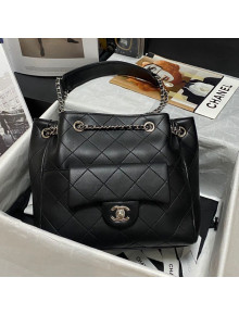 Chanel Calfskin Pocket Bucket Bag AS8017 Black 2021