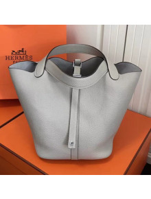 Hermes Togo Calfskin Leather Picotin Lock PM/MM Bag Pearl Grey