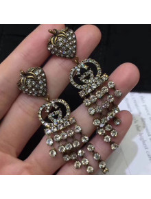 Gucci Strawberry GG Crystal Tassel Earrings 2019