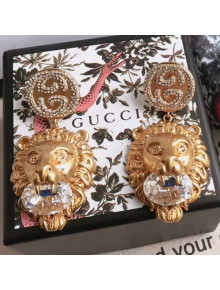 Gucci Lion Head Clip-on Earrings with Interlocking G 2019