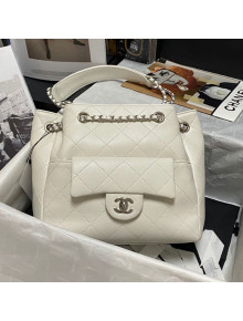 Chanel Calfskin Pocket Bucket Bag AS8017 White 2021