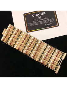 Chanel Chain and Leather Cuff Bracelet AB1444 2019
