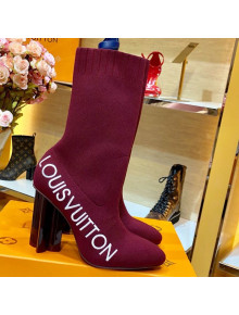 Louis Vuitton Silhouette Oversized Signature Stretch High-Heel Ankle Short Boot Red 2019