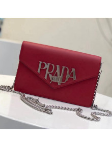 Prada Brushed Leather Liberty Chain Shoulder Bag 1BD097 Red 2018