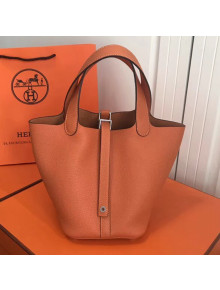 Hermes Togo Calfskin Leather Picotin Lock PM/MM Bag Orange