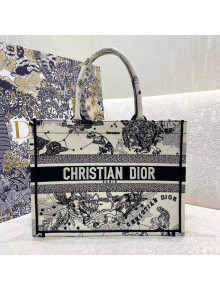 Dior Small Book Tote Bag in Latte White Multicolor Zodiac Embroidery 2021