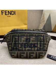 Fendi FF Logo Fabric Embroidery Belt Bag Black 2020