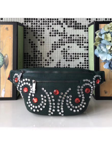 Gucci Leather Belt Bag with Crystals 484683 Green 2017