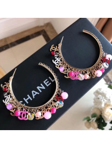 Chanel Pearls CC Hoop Earrings AB0989 Pink 2019