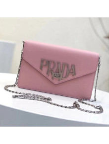 Prada Brushed Leather Liberty Chain Shoulder Bag 1BD097 Pink 2018