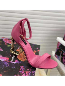 Dolce&Gabbana Calfskin Sandals with DG Heel 10.5cm Dark Pink/Gold 2021