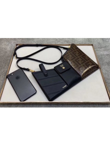 Fendi Leather Pockets Clutch/Shoulder Bag Black/Brown 2020
