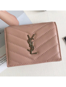 Saint Laurent Monogram Card Case in Grained Leather 530841 Pink 2019